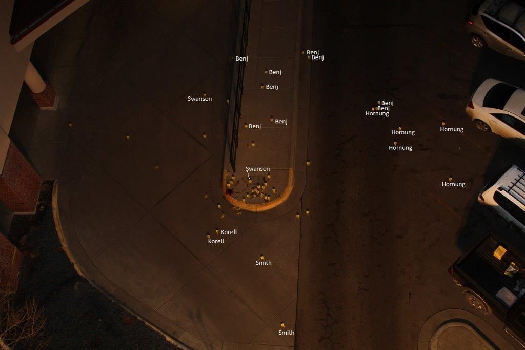 Locations of bullet casings